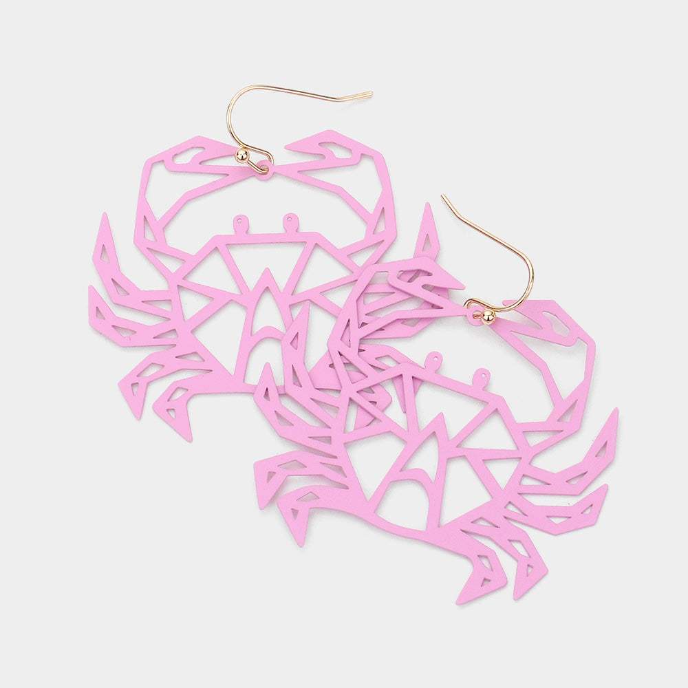 Brass Metal Cutout Crab Dangle Earrings - Madeline Love - Flyclothing LLC