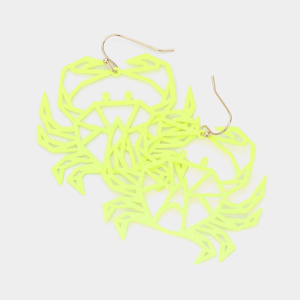 Brass Metal Cutout Crab Dangle Earrings - Madeline Love - Flyclothing LLC