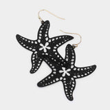 Brass Metal Cutout Starfish Dangle Earrings - Madeline Love - Flyclothing LLC