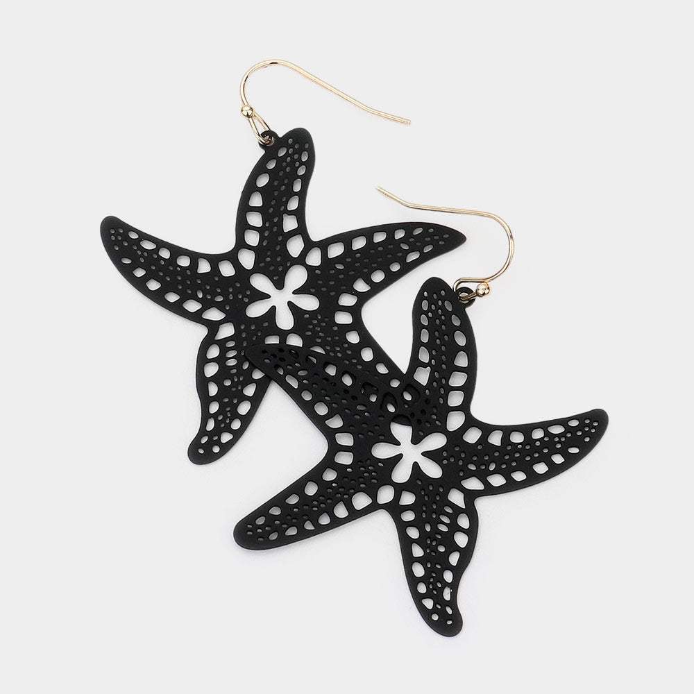 Brass Metal Cutout Starfish Dangle Earrings - Madeline Love - Flyclothing LLC