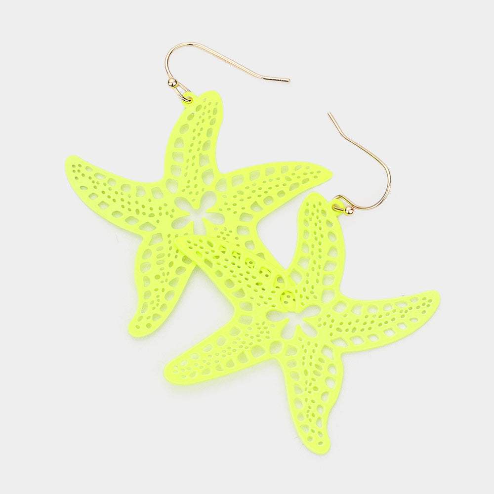 Brass Metal Cutout Starfish Dangle Earrings - Madeline Love - Flyclothing LLC