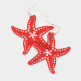 Brass Metal Cutout Starfish Dangle Earrings - Madeline Love - Flyclothing LLC