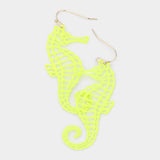 Brass Metal Cutout Seahorse Dangle Earrings - Madeline Love - Flyclothing LLC
