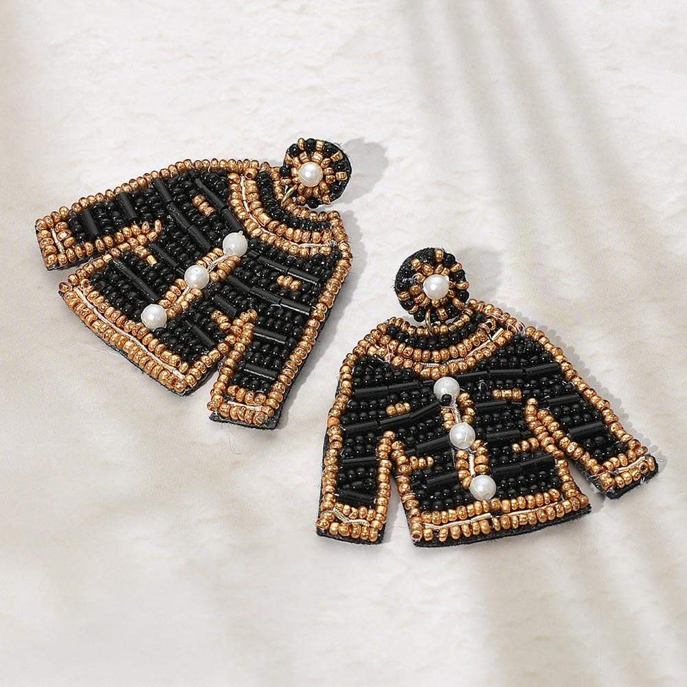 Felt Back Pearl Seed Beaded Top Dangle Earrings - Madeline Love - Flyclothing LLC