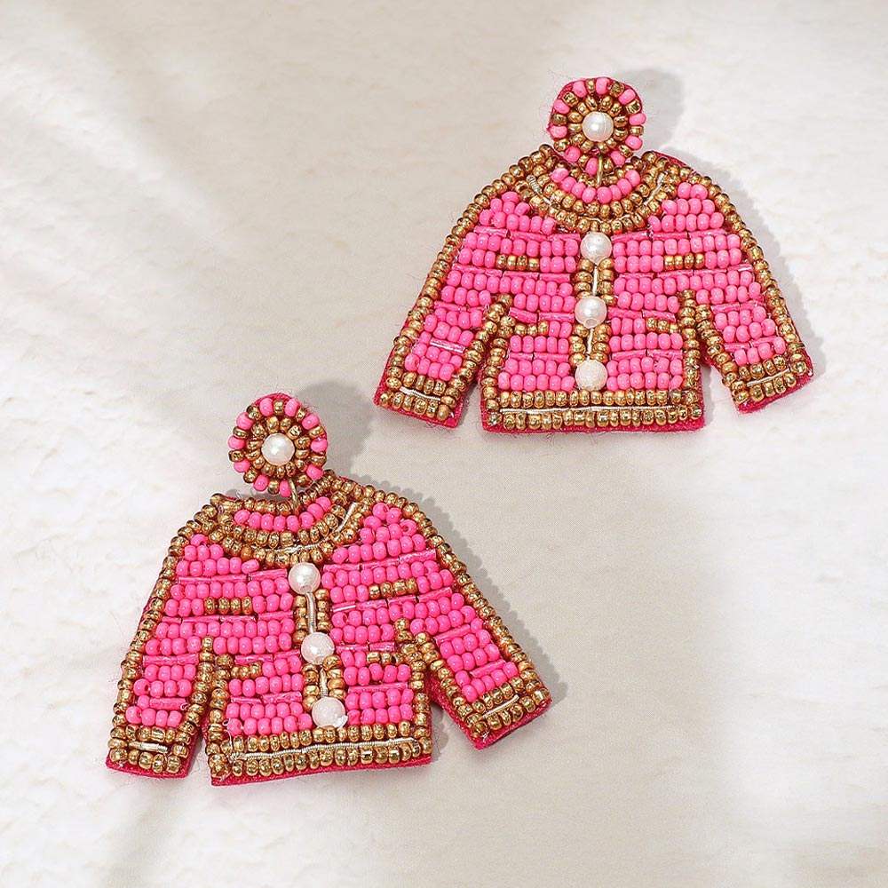 Felt Back Pearl Seed Beaded Top Dangle Earrings - Madeline Love - Flyclothing LLC