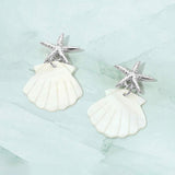 Starfish Accent Mother of Pearl Shell Drop Dangle Earrings - Madeline Love - Flyclothing LLC