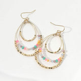Metal Ball Faceted Beaded Triple Wire Teardrop Layered Dangle Earrings - Madeline Love - Flyclothing LLC