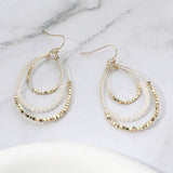 Metal Ball Faceted Beaded Triple Wire Teardrop Layered Dangle Earrings - Madeline Love - Flyclothing LLC