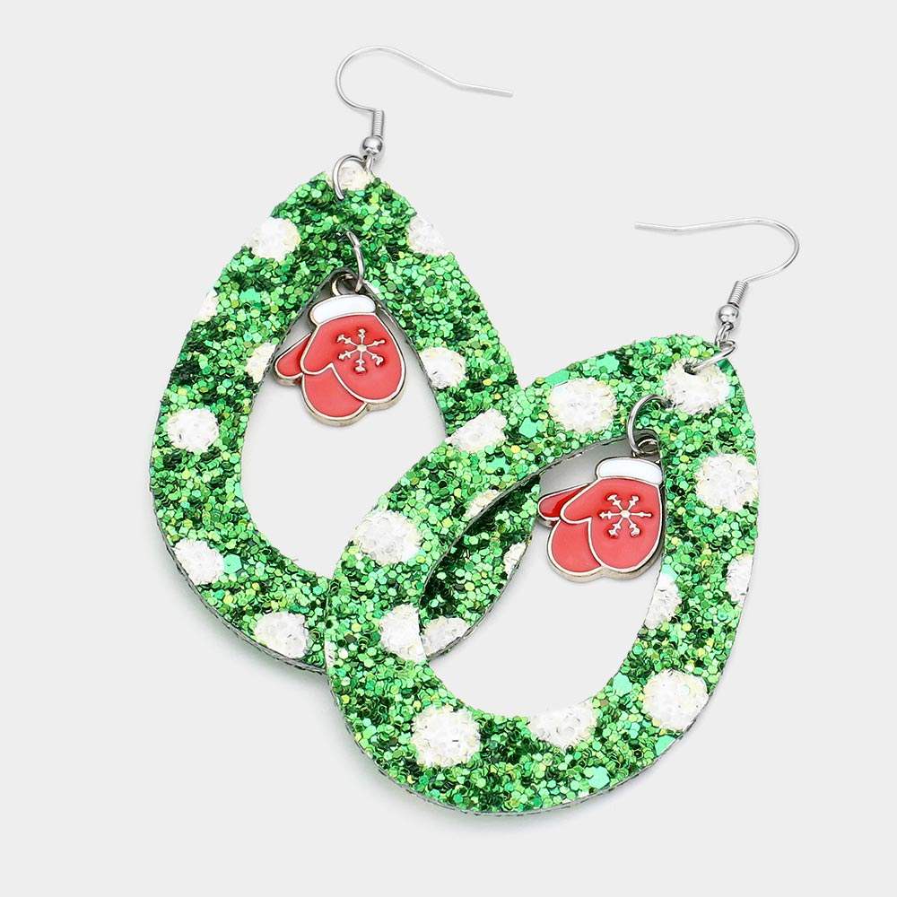 Glitter Open Teardrop Snowflake Gloves Dangle Earrings - Madeline Love - Flyclothing LLC