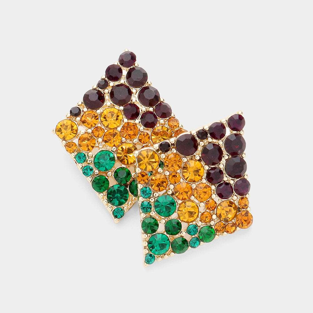 Mardi Gras Stone Paved Rhombus Earrings - Madeline Love - Flyclothing LLC