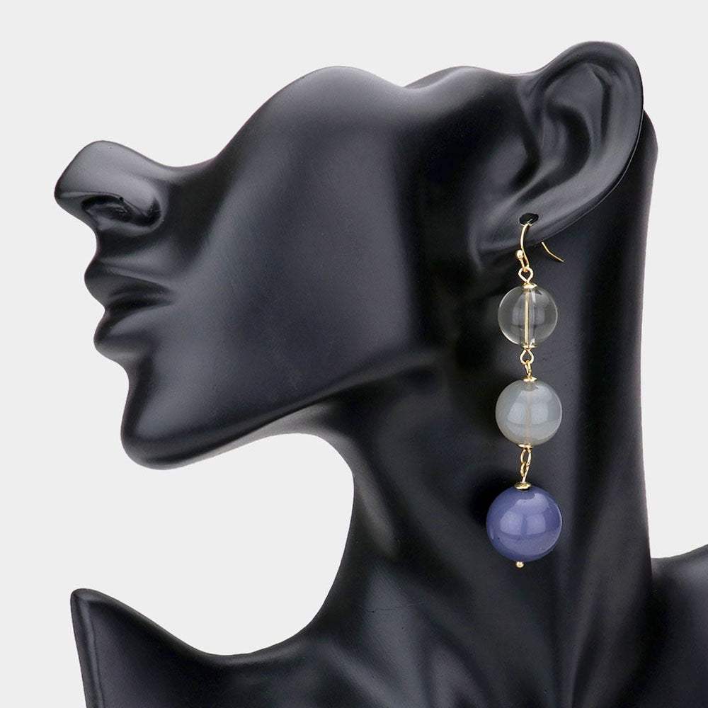 Triple Bead Ball Link Dangle Earrings - Madeline Love - Flyclothing LLC