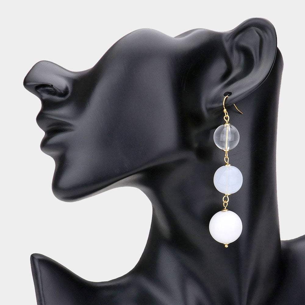 Triple Bead Ball Link Dangle Earrings - Madeline Love - Flyclothing LLC