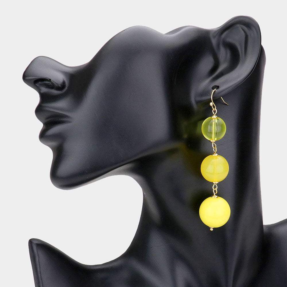 Triple Bead Ball Link Dangle Earrings - Madeline Love - Flyclothing LLC