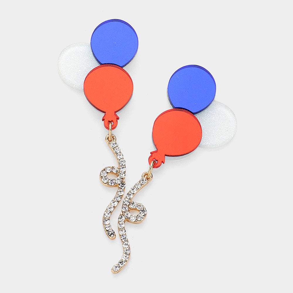 Resin American USA Flag Themed Color Balloon Earrings - Madeline Love - Flyclothing LLC