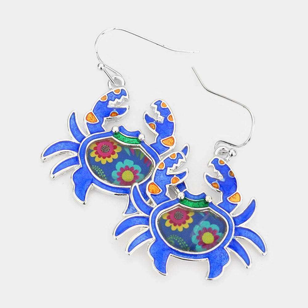 Pattern Detailed Crab Dangle Earrings - Madeline Love - Flyclothing LLC