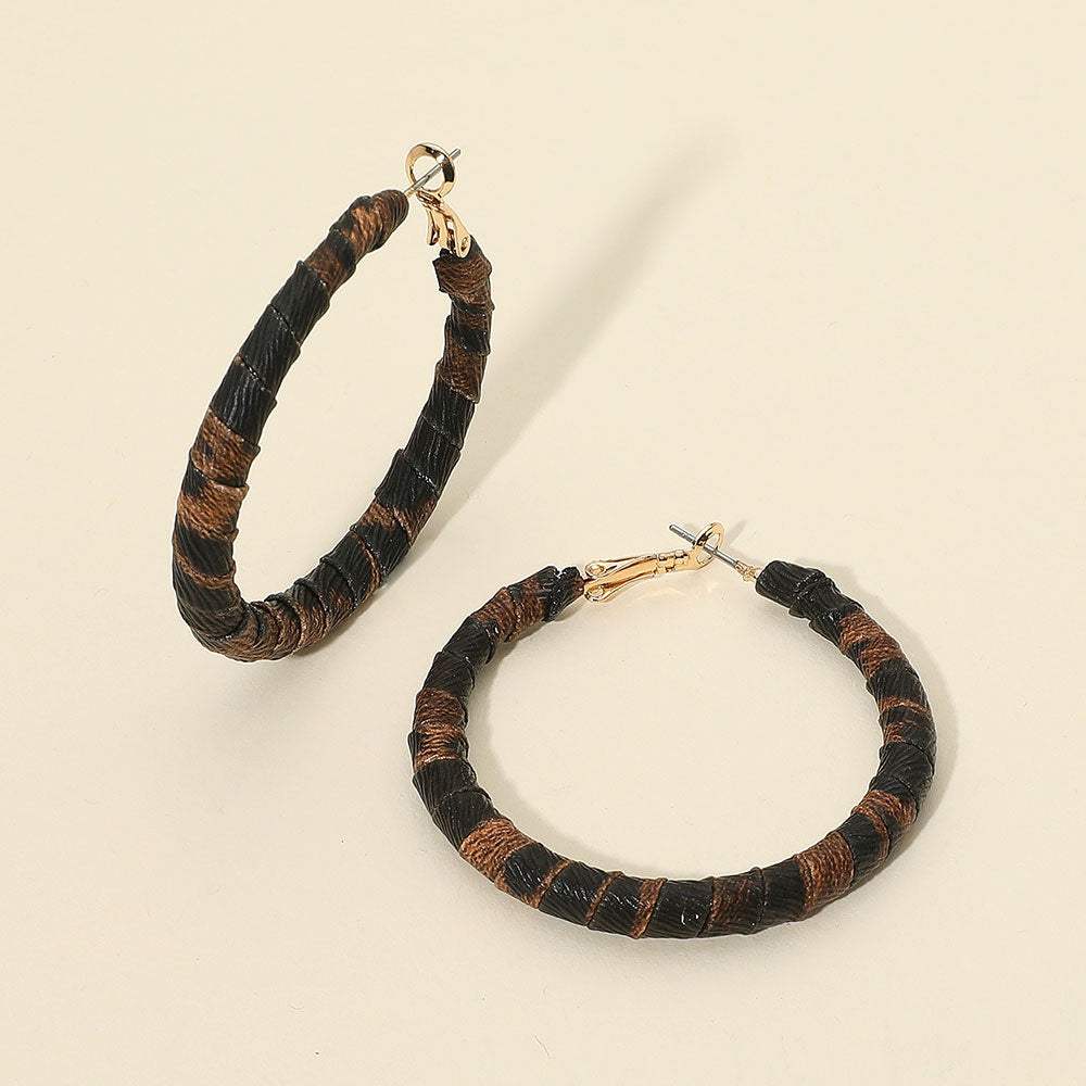 Leopard Fabric Wrapped Hoop Earrings - Madeline Love - Flyclothing LLC