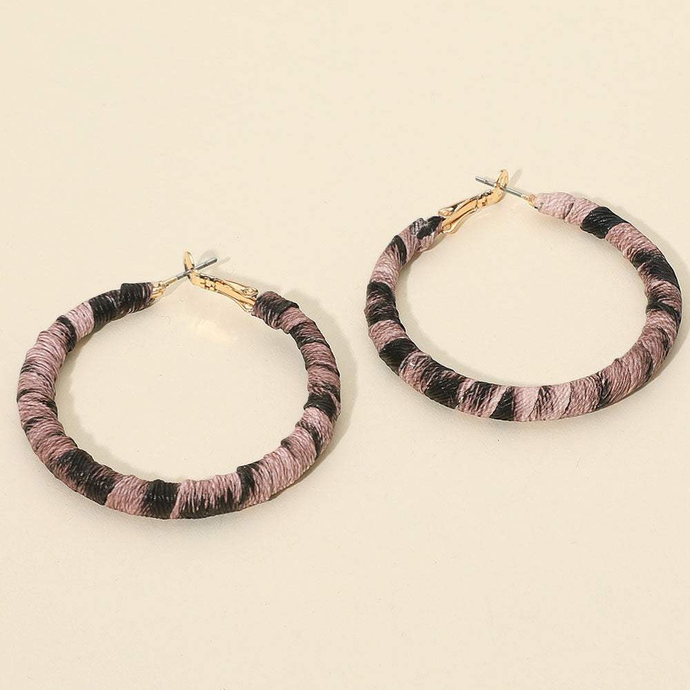 Leopard Fabric Wrapped Hoop Earrings - Madeline Love - Flyclothing LLC