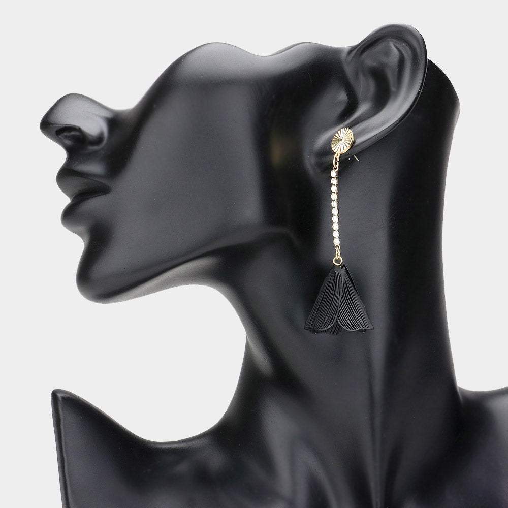 Stone Pointed Metal Cut Out Petal Dropdown Earrings - Madeline Love - Flyclothing LLC