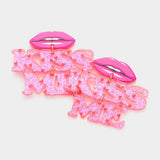 Resin Lips Glittered KISS ME Message Link Dangle Earrings - Madeline Love - Flyclothing LLC