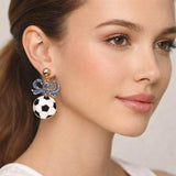 Bow Soccer Ball Drop Dangle Earrings - Madeline Love - Flyclothing LLC