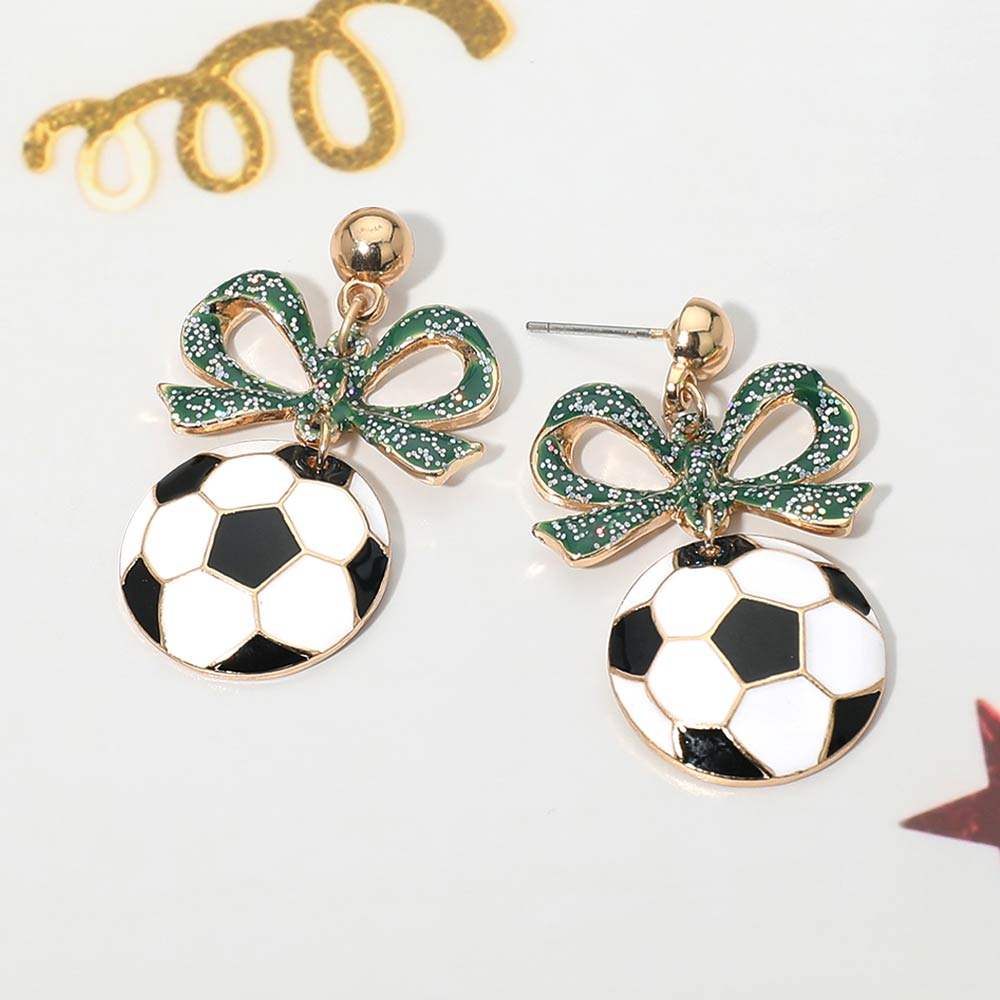 Bow Soccer Ball Drop Dangle Earrings - Madeline Love - Flyclothing LLC
