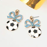Bow Soccer Ball Drop Dangle Earrings - Madeline Love - Flyclothing LLC