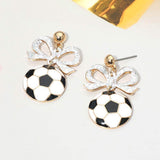 Bow Soccer Ball Drop Dangle Earrings - Madeline Love - Flyclothing LLC