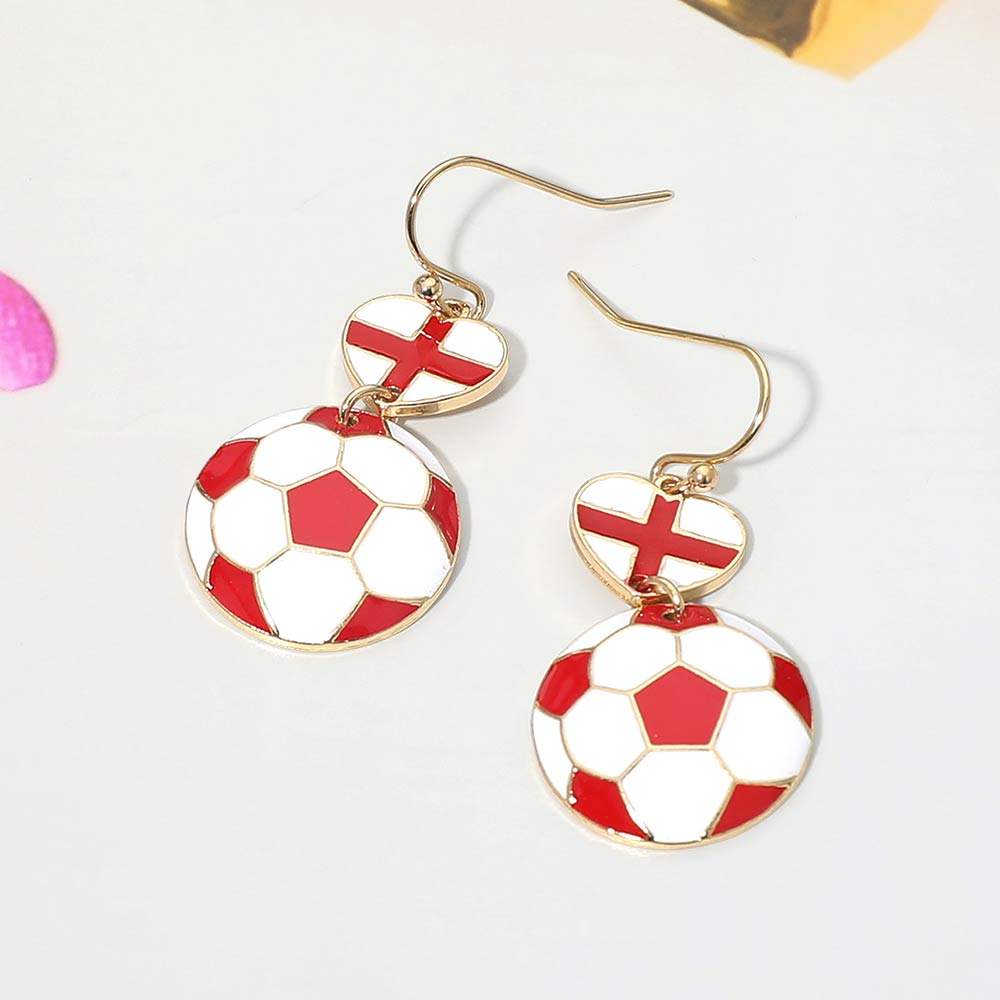 England Flag Soccer Ball Link Drop Earrings - Madeline Love - Flyclothing LLC