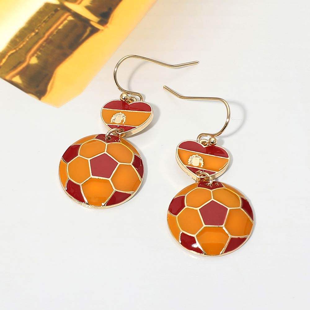 Spain Flag Soccer Ball Link Drop Earrings - Madeline Love - Flyclothing LLC