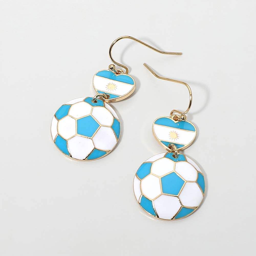 Argentina Flag Soccer Ball Link Drop Earrings - Madeline Love - Flyclothing LLC