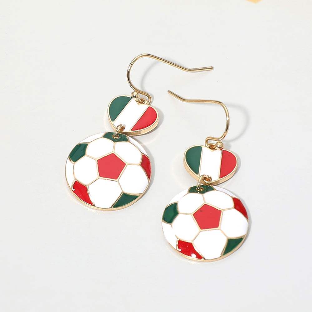 Italy Flag Soccer Ball Link Drop Earrings - Madeline Love - Flyclothing LLC