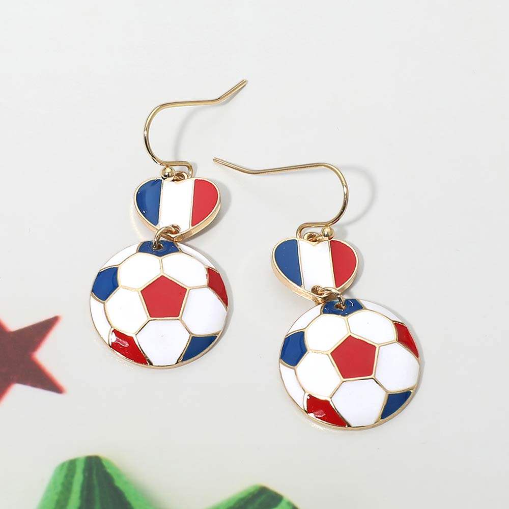 France Flag Soccer Ball Link Drop Earrings - Madeline Love - Flyclothing LLC