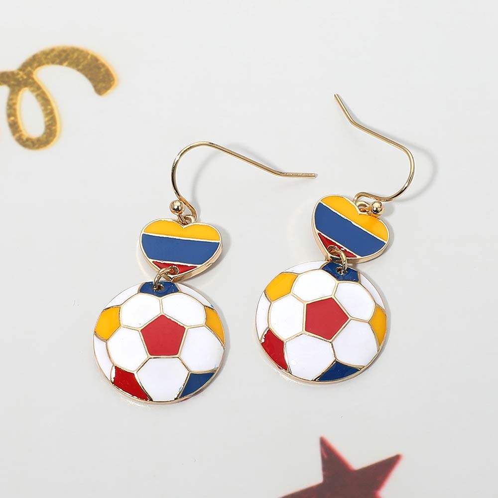 Colombia Flag Soccer Ball Link Drop Earrings - Madeline Love - Flyclothing LLC