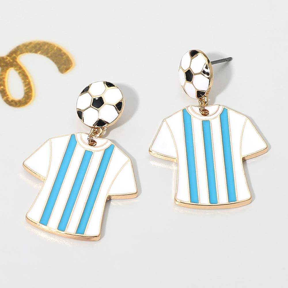 Argentina Soccer Jersey Drop Earrings - Madeline Love - Flyclothing LLC