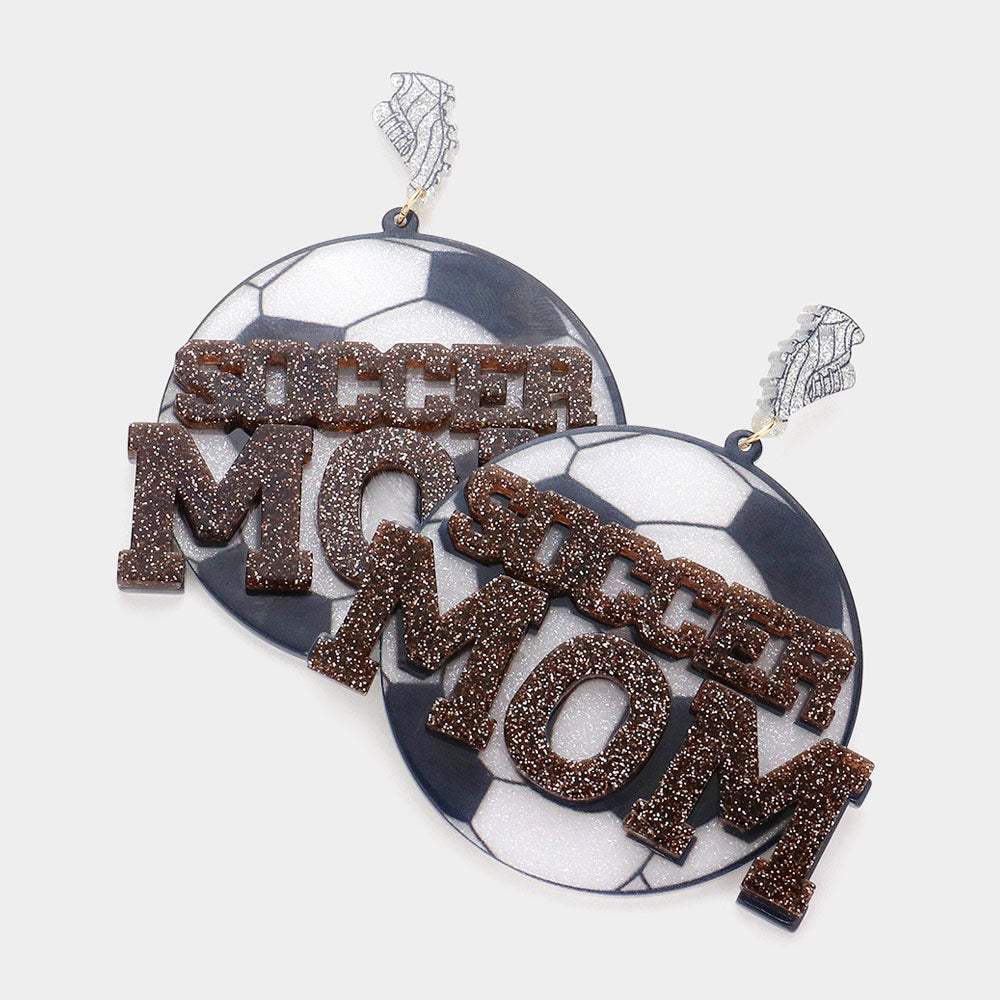 Soccer Mom Message Glittered Resin Ball Dangle Earrings - Madeline Love - Flyclothing LLC