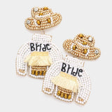 Bride Message Felt Back Tassel Beaded Hat Clothes Dangle Earrings - Madeline Love - Flyclothing LLC