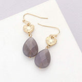 Metal Heart Teardrop Natural Stone Link Dangle Earrings - Madeline Love - Flyclothing LLC
