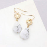 Metal Heart Teardrop Natural Stone Link Dangle Earrings - Madeline Love - Flyclothing LLC