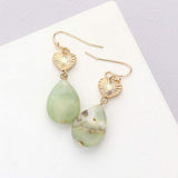 Metal Heart Teardrop Natural Stone Link Dangle Earrings - Madeline Love - Flyclothing LLC