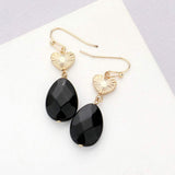 Metal Heart Teardrop Natural Stone Link Dangle Earrings - Madeline Love - Flyclothing LLC