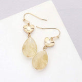 Metal Heart Teardrop Natural Stone Link Dangle Earrings - Madeline Love - Flyclothing LLC