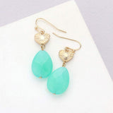 Metal Heart Teardrop Natural Stone Link Dangle Earrings - Madeline Love - Flyclothing LLC