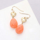 Metal Heart Teardrop Natural Stone Link Dangle Earrings - Madeline Love - Flyclothing LLC