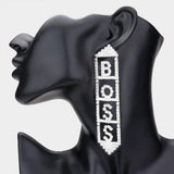 BOSS Rhinestone Pave Message Earrings - Madeline Love - Flyclothing LLC
