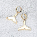 Mother of Pearl Inlay Whale Tale Dangle Earrings - Madeline Love - Flyclothing LLC