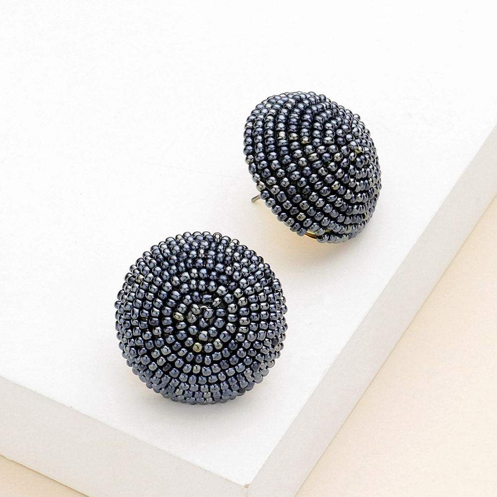 Seed Beaded Dome Earrings - Madeline Love - Flyclothing LLC
