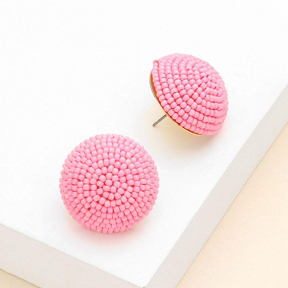 Seed Beaded Dome Earrings - Madeline Love - Flyclothing LLC