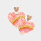 Three Tone Pointed Celluloid Acetate Heart Dangle Earrings - Madeline Love - Flyclothing LLC