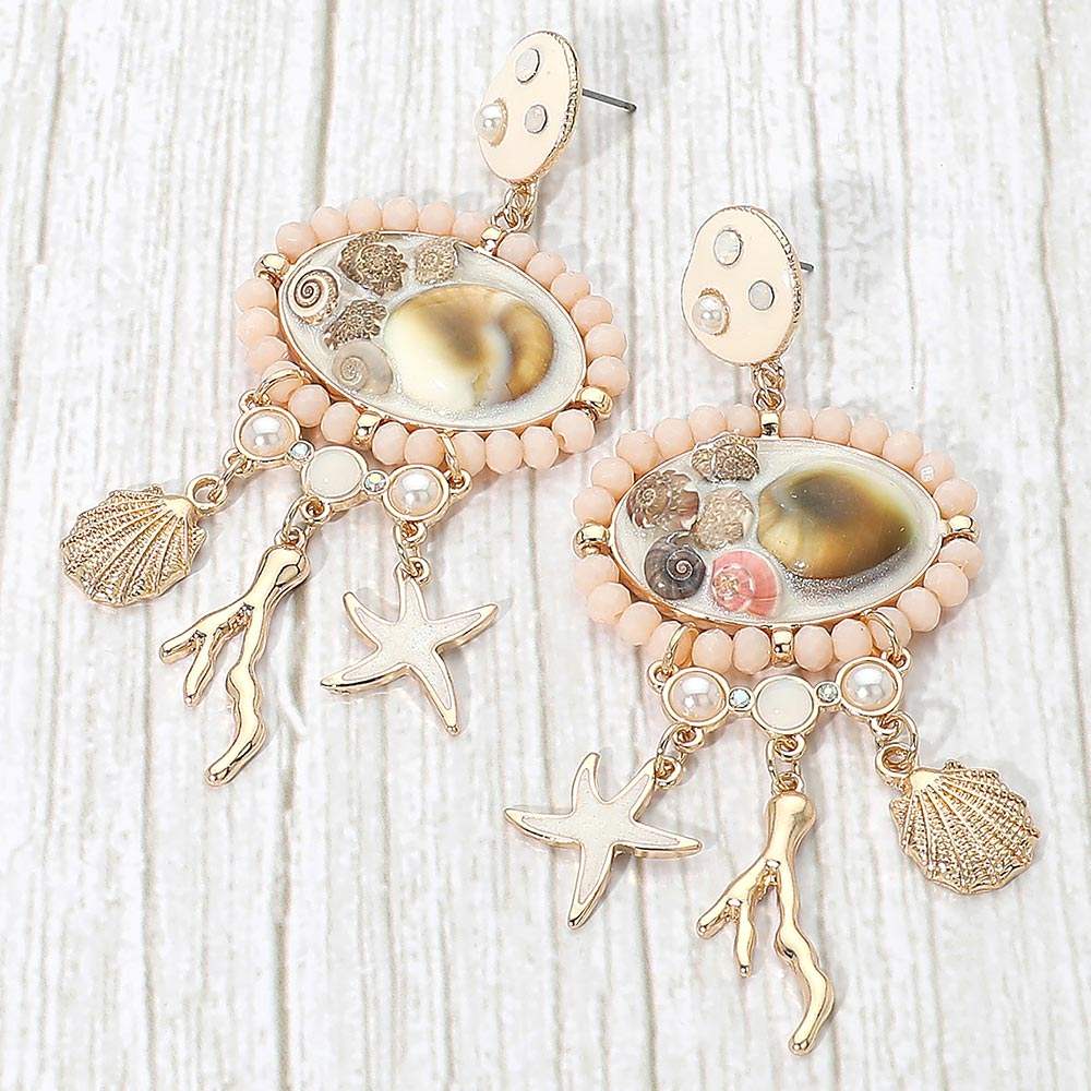 Ocean Charm Drop Statement Earrings - Madeline Love - Flyclothing LLC