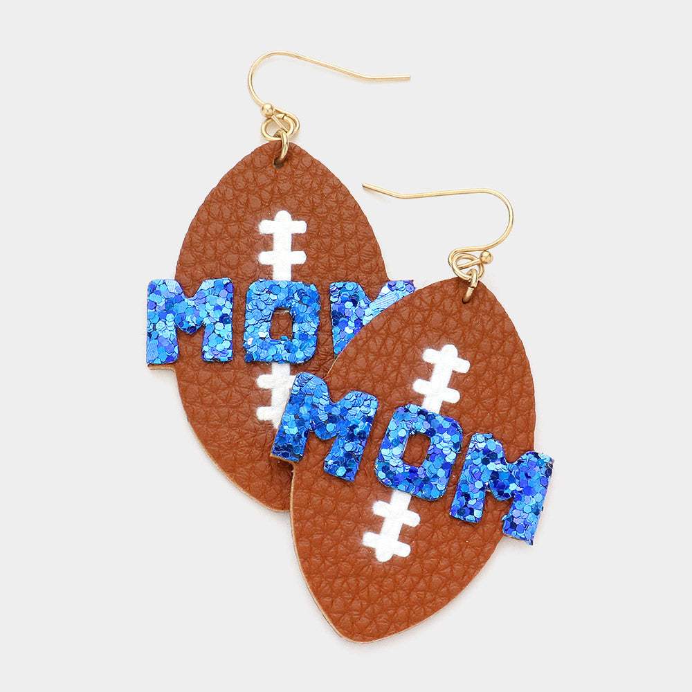 MOM Message Faux Leather Football Dangle Earrings - Madeline Love - Flyclothing LLC